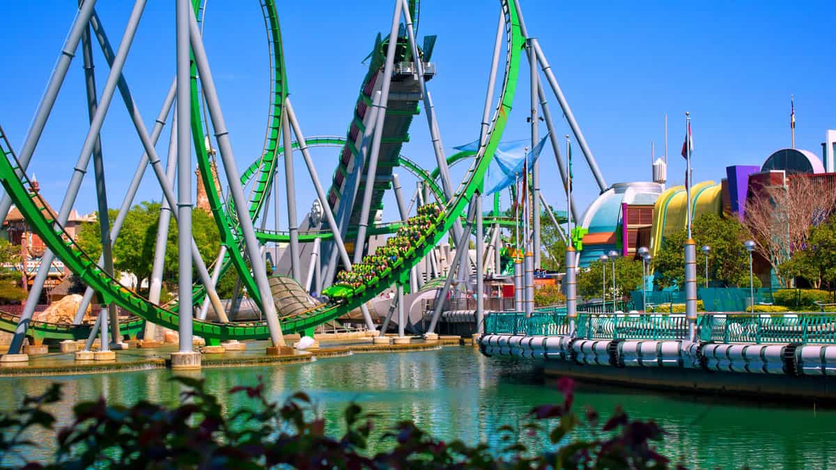 The Incredible Hulk roller coaster at Universal Orlando’s Islands of Adventure theme park.