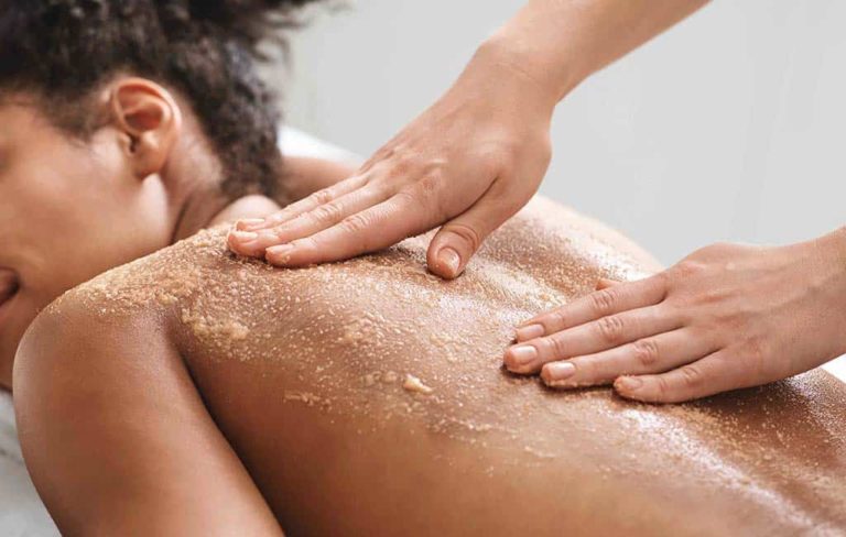 Woman receiving a skin treatment at a spa